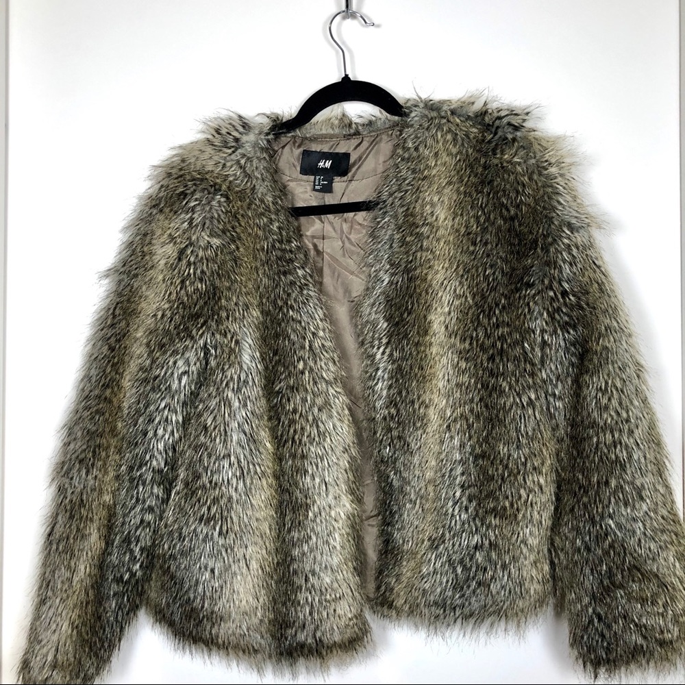 H&M Brown Faux Fur Coat